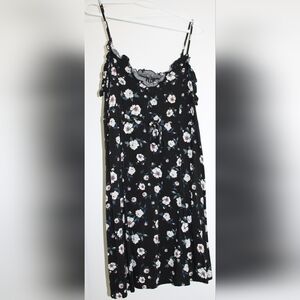 Black floral mini dress, Size L